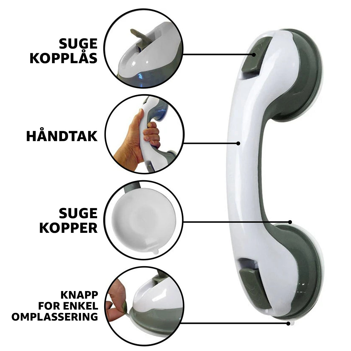 SafeGrip™ - Handgreep voor badkamerondersteuning